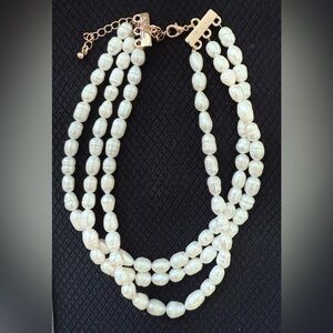 Three-Strand Faux Pearl Statement Necklace